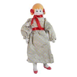 Vtg 1980s Italian Luca Toys Ceramic Wire Frame 7" Doll Grey Dress Play Doll